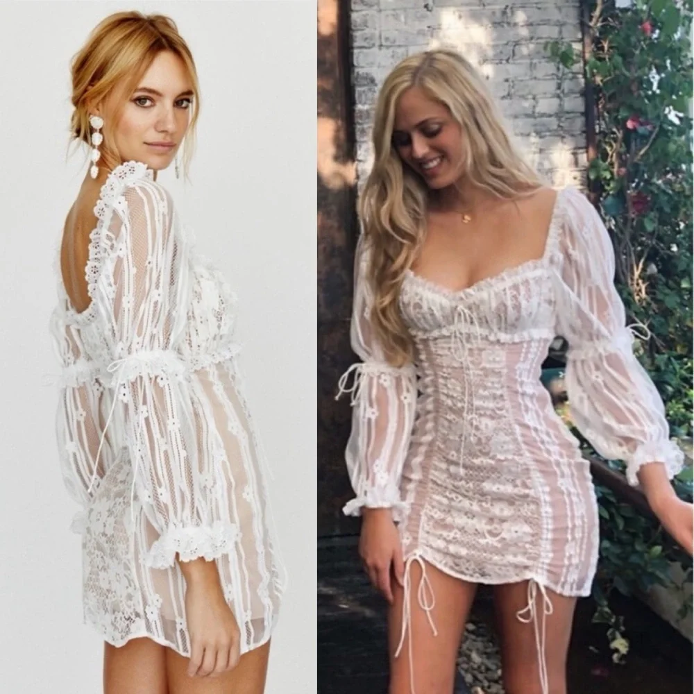 for love and lemons monroe mini dress For Love & Lemons Monroe Mini Dress in White